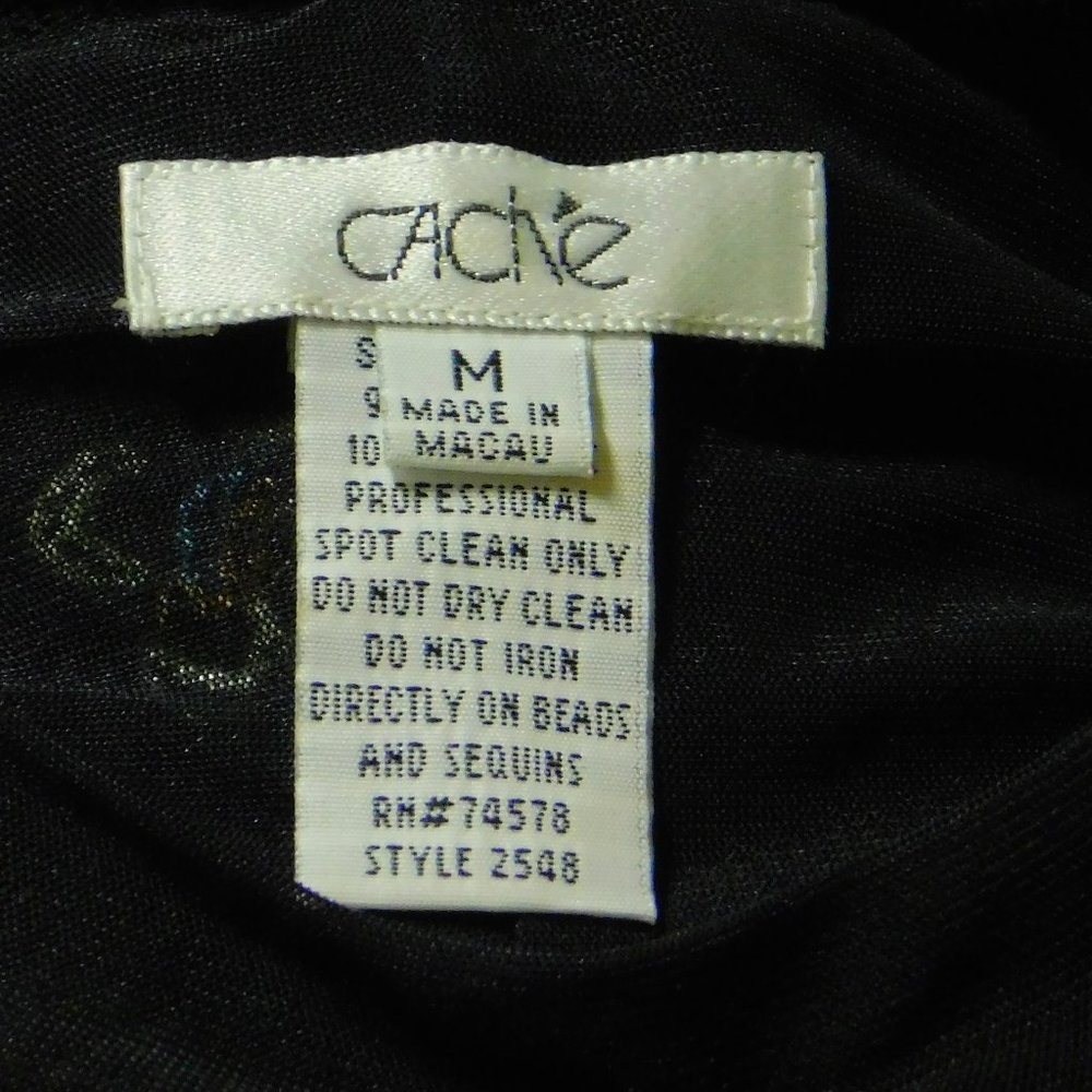 Cache Double Mesh Sheer Black Top W/ Embroidery - image 5